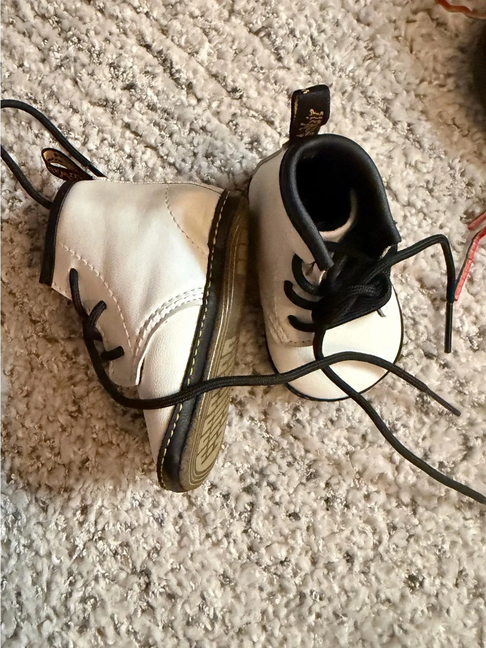 Dr. Martens White and Black Baby Lace-Up Boots Euc size 2
